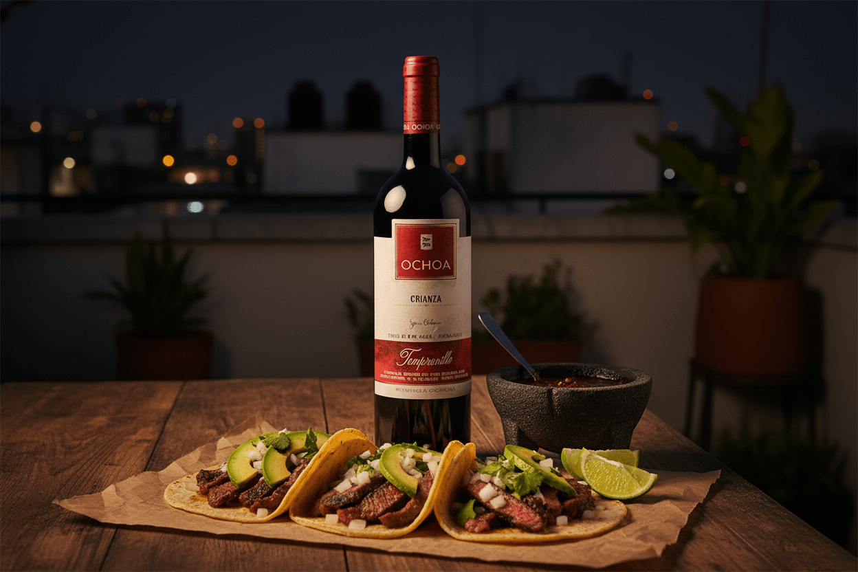 Vino Tinto Crianza Tempranillo Bodega Ochoa Navarra - Vino de España - La Cava