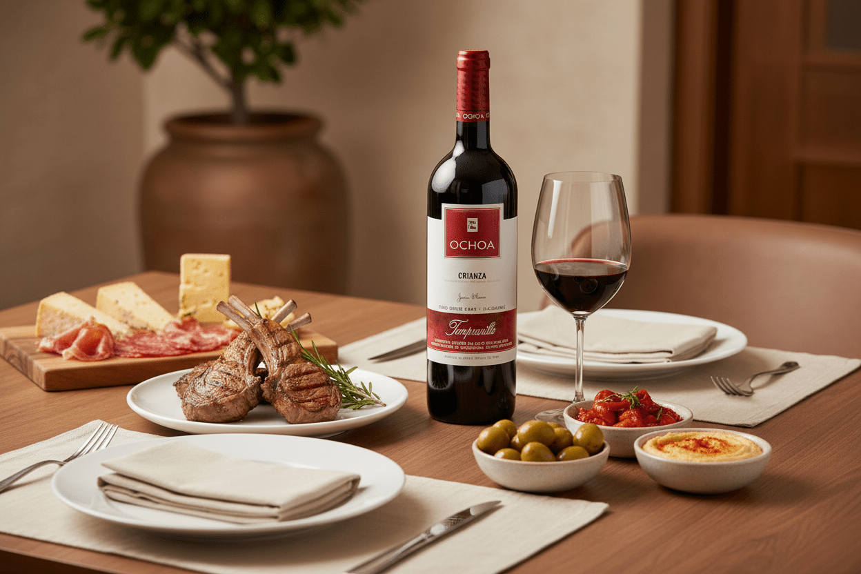 Vino Tinto Ochoa Crianza 750ml Tempranillo y Merlot D.O. Navarra - Vino de España - La Cava