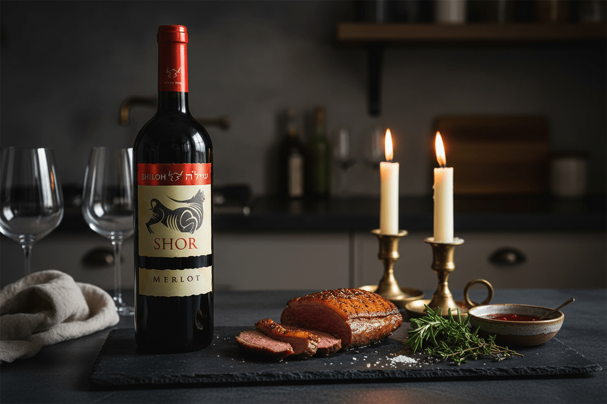 Vino Tinto Kosher Shiloh Shor Merlot 750ml Elegancia Aterciopelada de Judea Notas de Ciruela Madura - La Cava