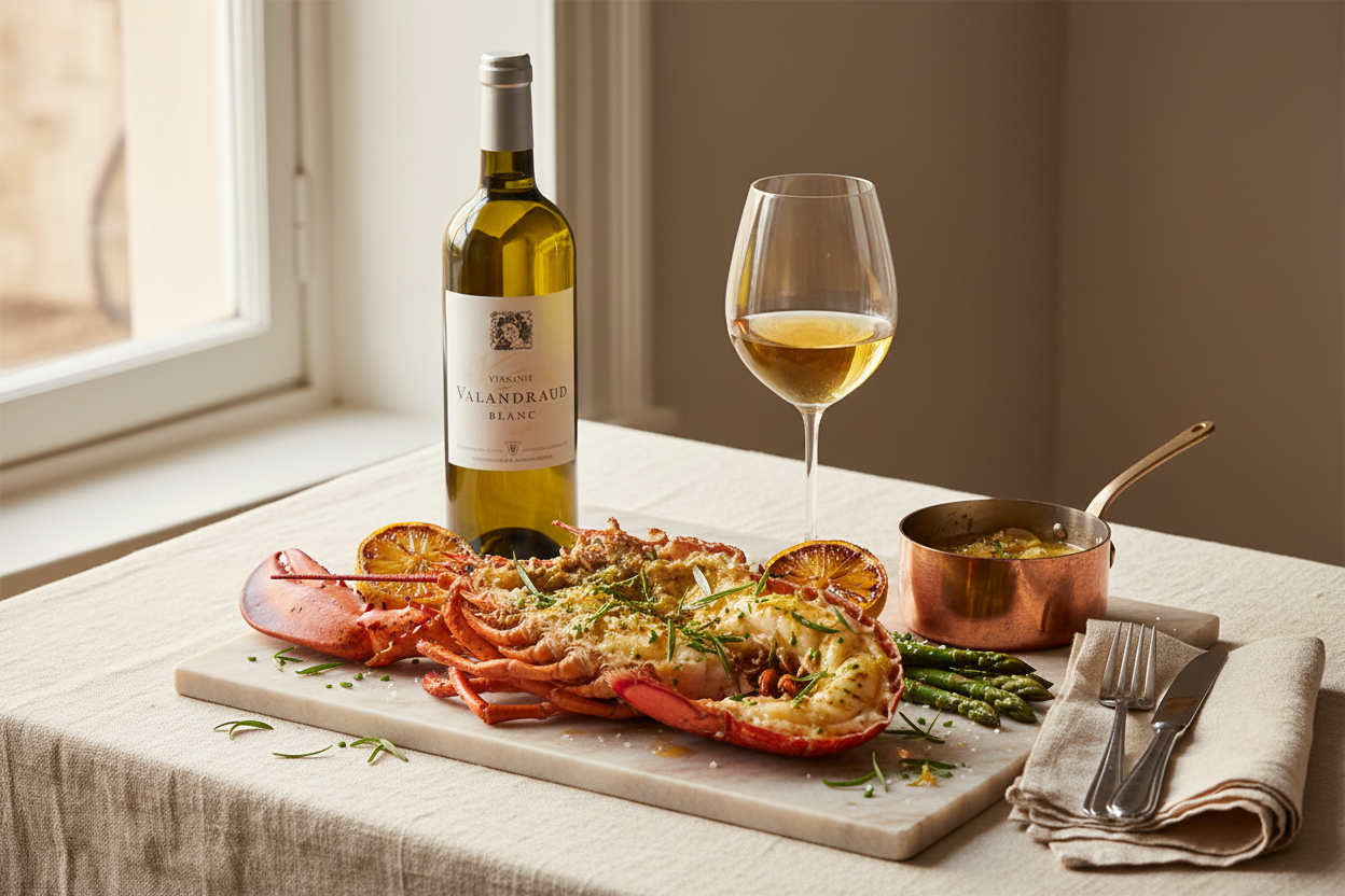 Virginie de Valandraud Blanc 2019 Bordeaux Francia - Langosta a la Mantequilla