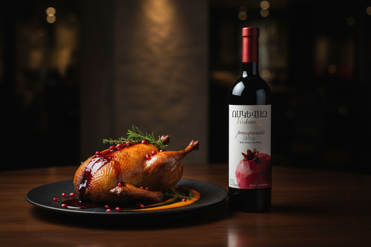 Voskevaz Pomegranate con pato asado