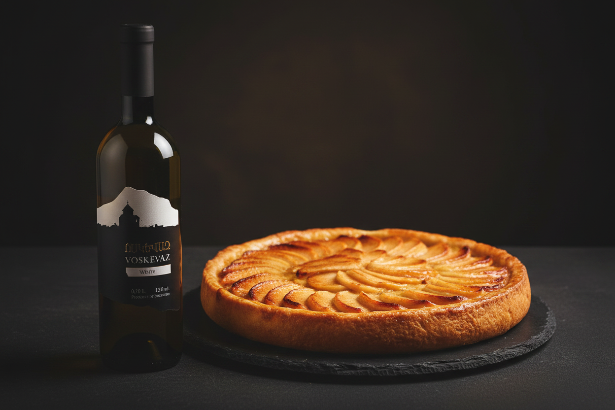 Voskevaz White con tarta de manzana